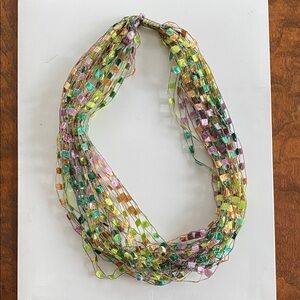 Shades of Green Vintage String Scarf necklace